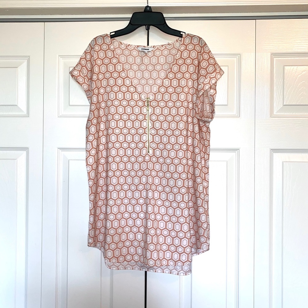 Express Silky cap Sleeve Zippered Top (L)